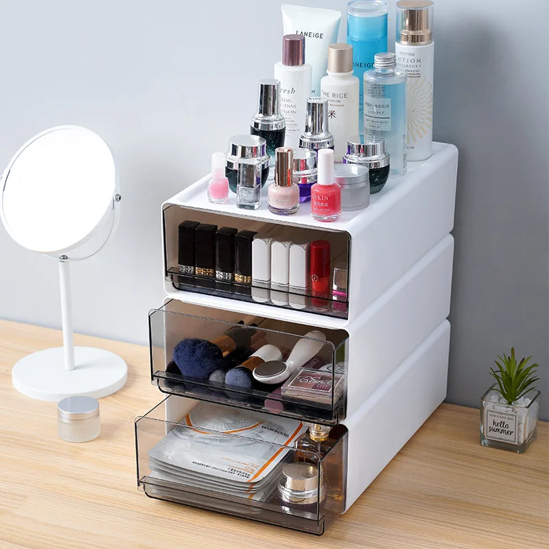 

Drawer Storage Box Plastic Desk Storage Cabinet Stackable Dormitory Sorting Storage Case Cosmetic Sundries Storage Organizer