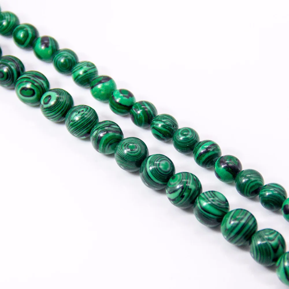 

2020 New Jewelry Making DIY Bracelet Necklace Wholesale Polished Natural Malachite Stone Round Beads Can Wholesale