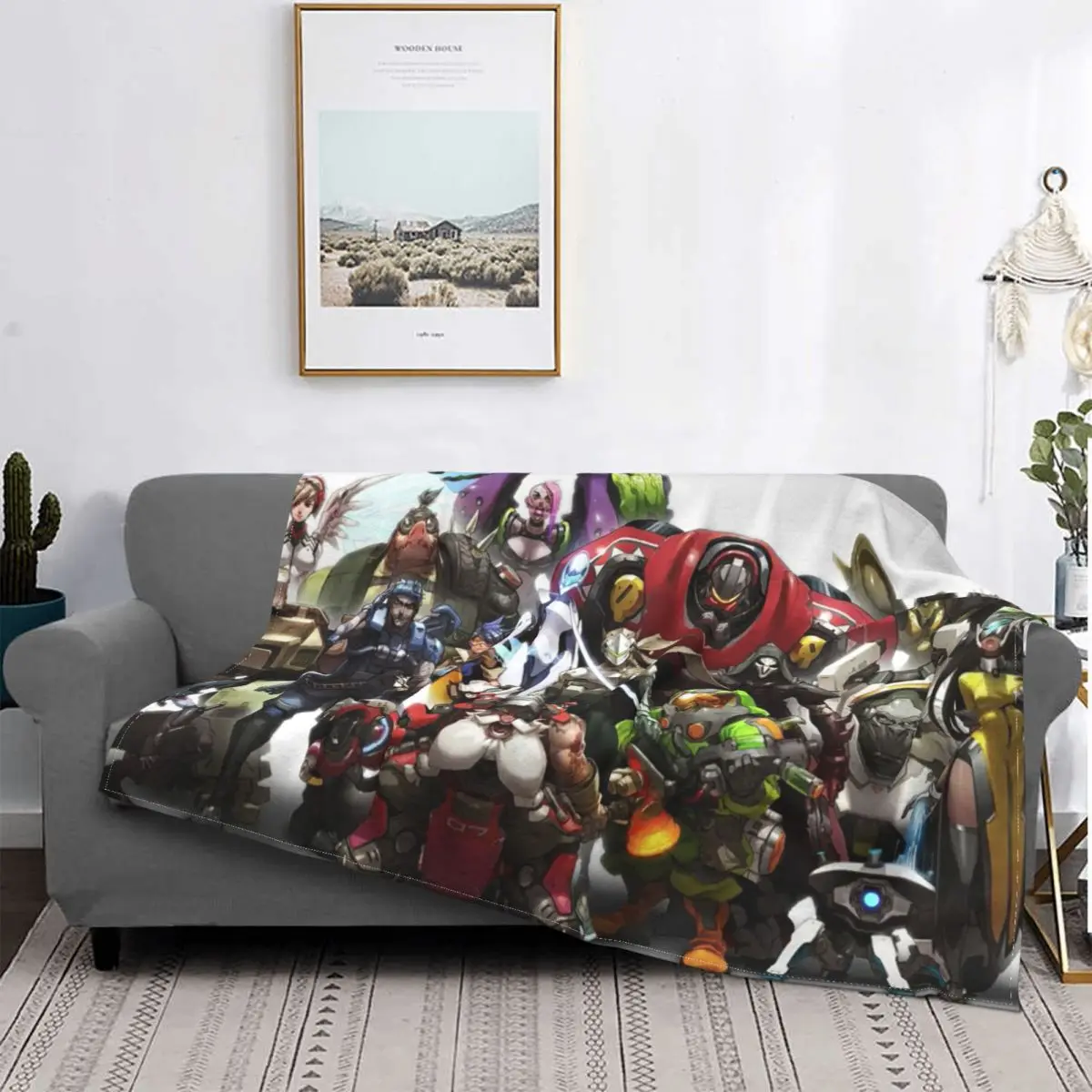 

Overwatch Pharah FPS Game Blanket Flannel The Heroes Cozy Soft FLeece Bedspread