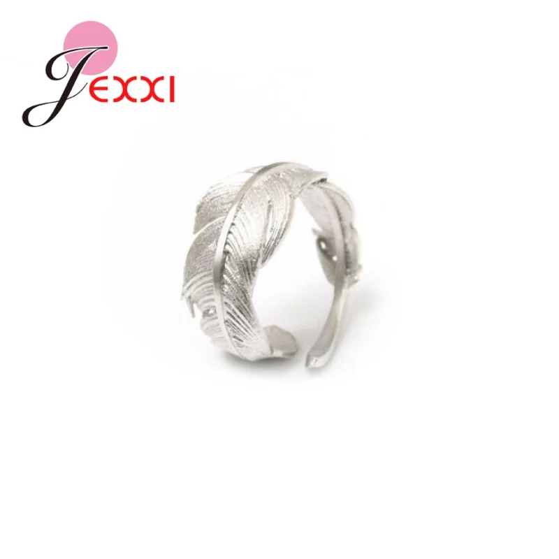 

925 Sterling Silver Feather Open Rings For Women Original Handmade Lady Prevent Allergy Sterling-silver-jewelry