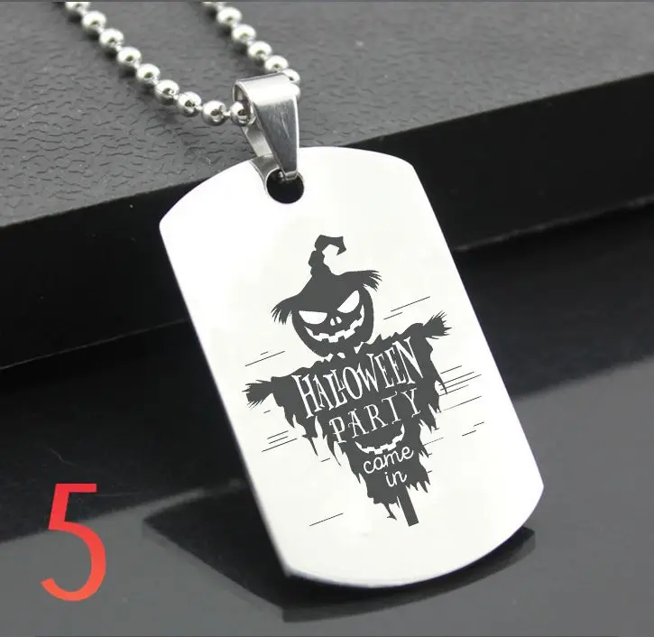 

Halloween01 WSJ01 Classic Stainless Steel Fashion Keychain Engraving Tags steel army card pendant for necklace