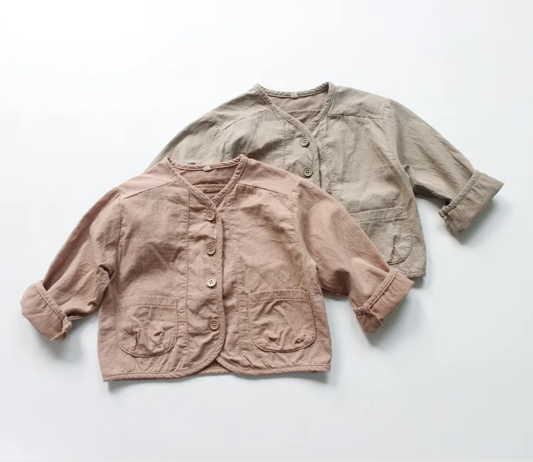 Куртка хлопковая льняная унисекс однотонная на осень |