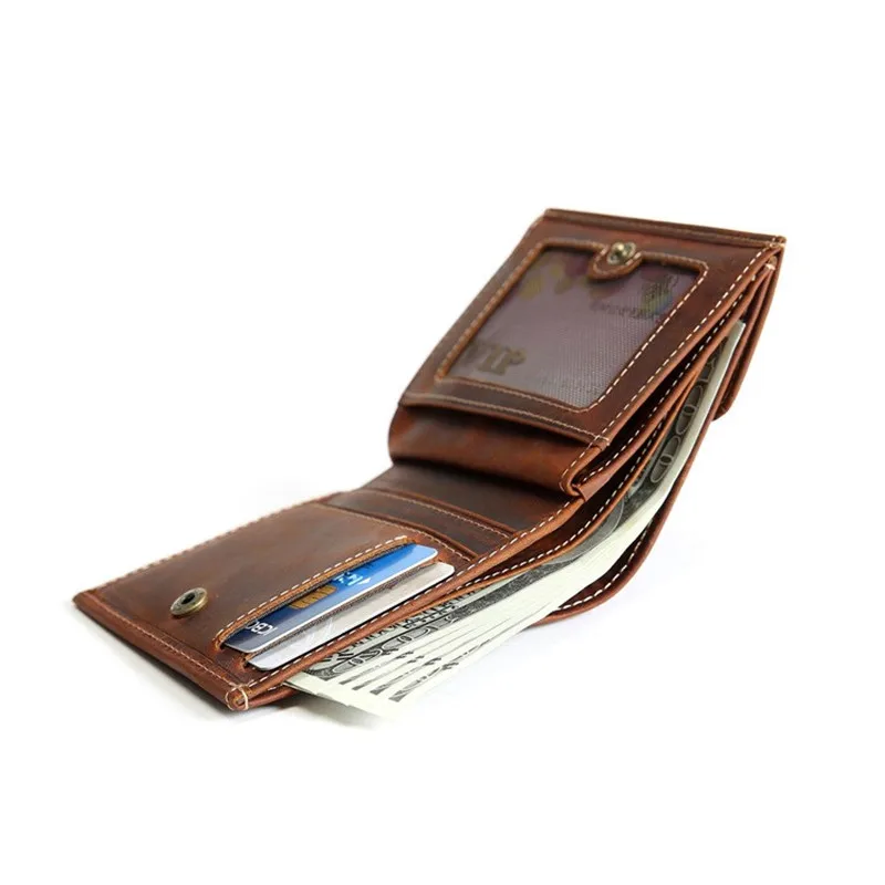 Винтажный Мужской кошелек из натуральной кожи с карманом для монет мужской мини