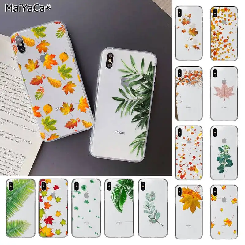 

Autumn falling leaves maples Green Loquat leaves Phone Case for iphone 13 12 pro max SE 2020 11 pro XS 8 7 66S Plus X 5S XR