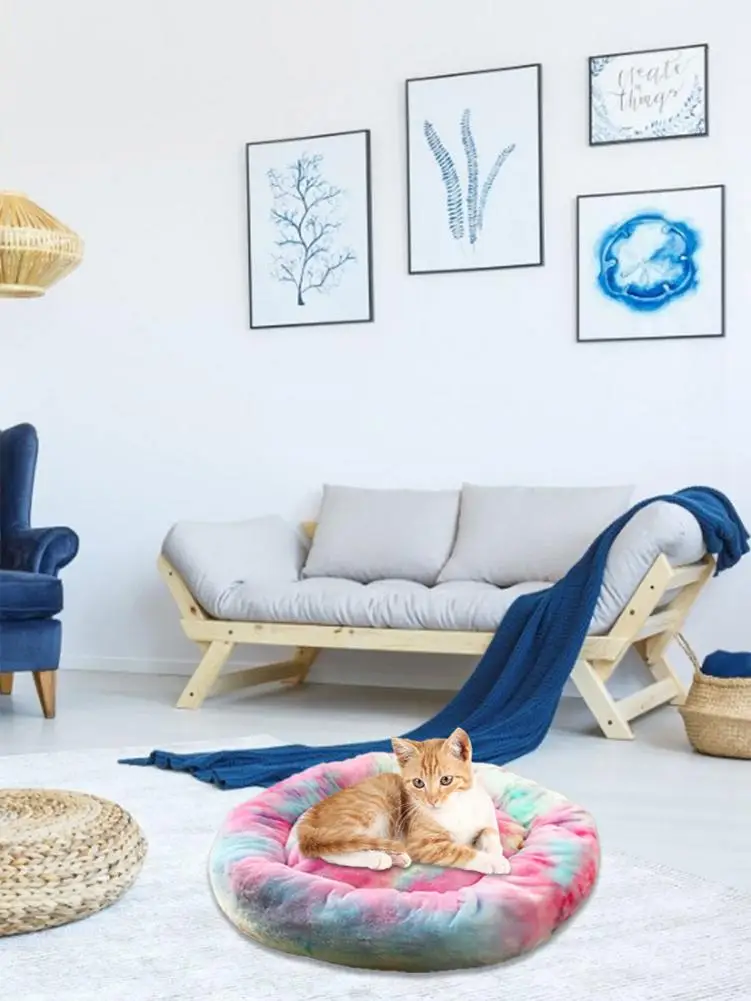 Круглый спальный мешок Kennel для собак и кошек на осень зиму длинная плюшевая