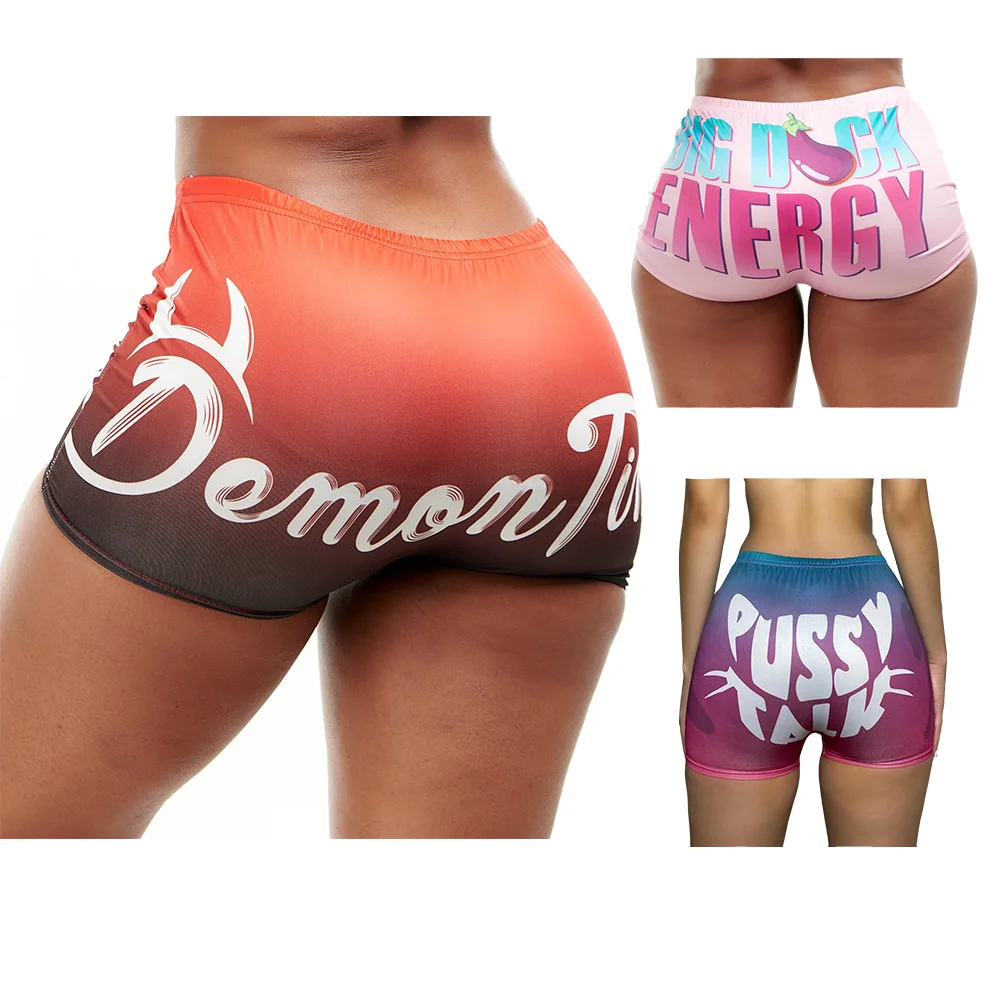 

Echoine Summer Cartoon Letter Print Shorts Sexy Slim Fitness Hip-hop Beach Sports Shorts candy snack Wholesale Streetwear Outfit