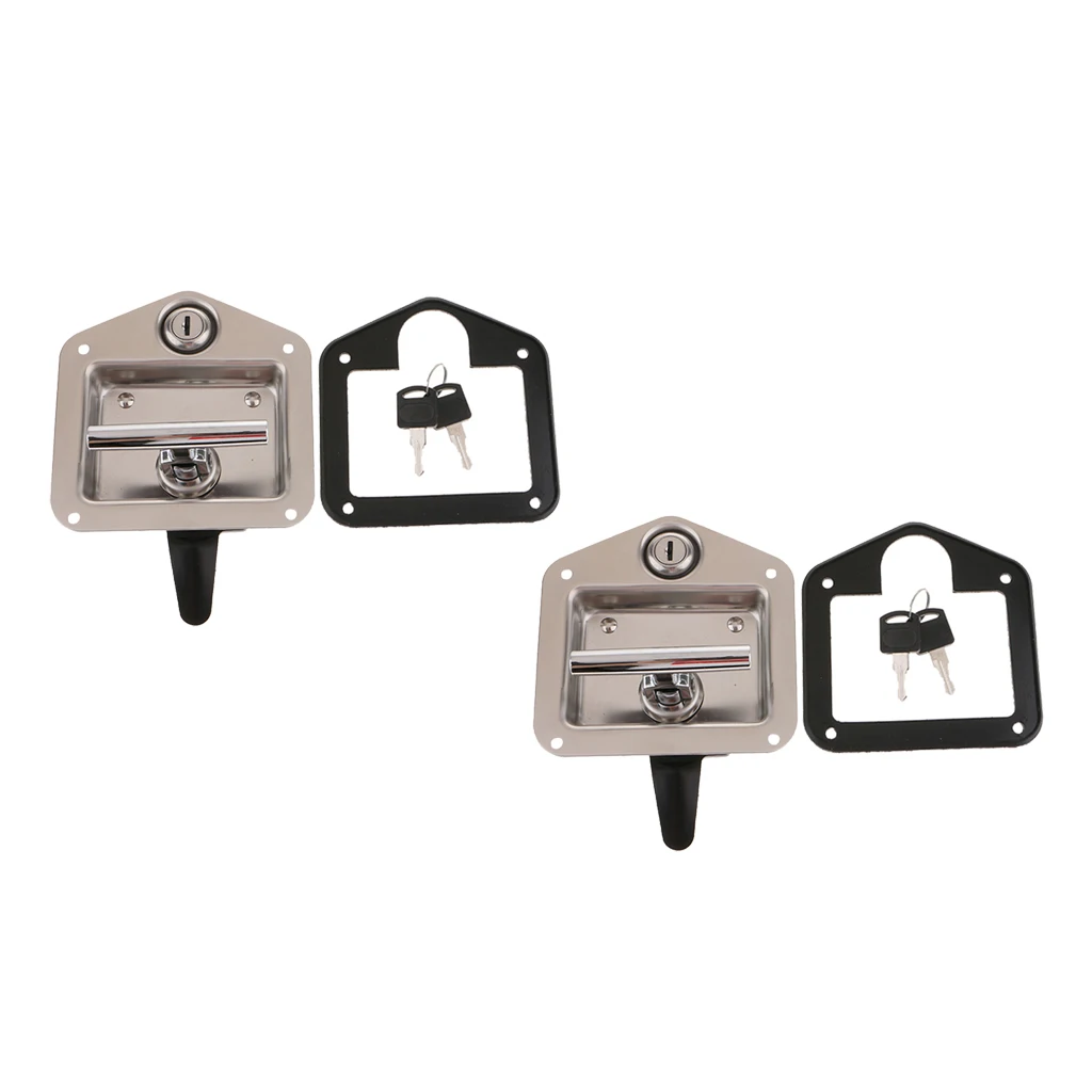 

2PCS Steel Truck Toolbox Lock Latch Paddle Handle Trailer Tool with Keys