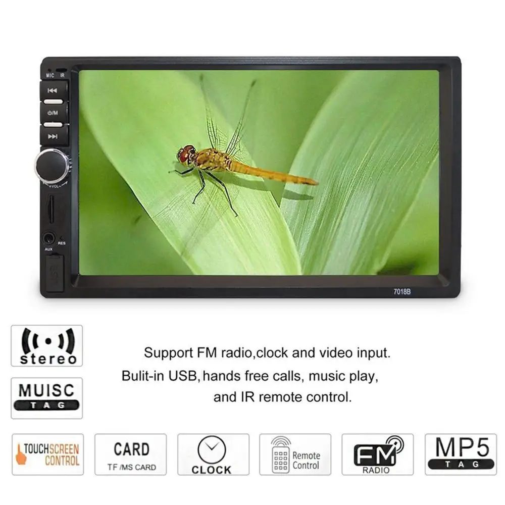 

7 Inch Double 7018B 2 DIN Car FM Stereo Radio MP5 Player TouchScreen Multimedia player MP5 Player USB FM
