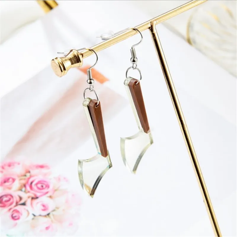 Trendy Creative Gold Hatchet Axe Earrings Gor Women Girl Small Cute Acrylic Fashion Jewelry Accessories Gift | Украшения и
