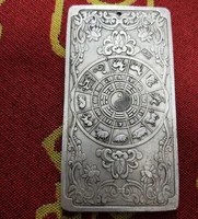 collectibles chinese old 12 zodiac dragon tibet silver bullion thanka amulet