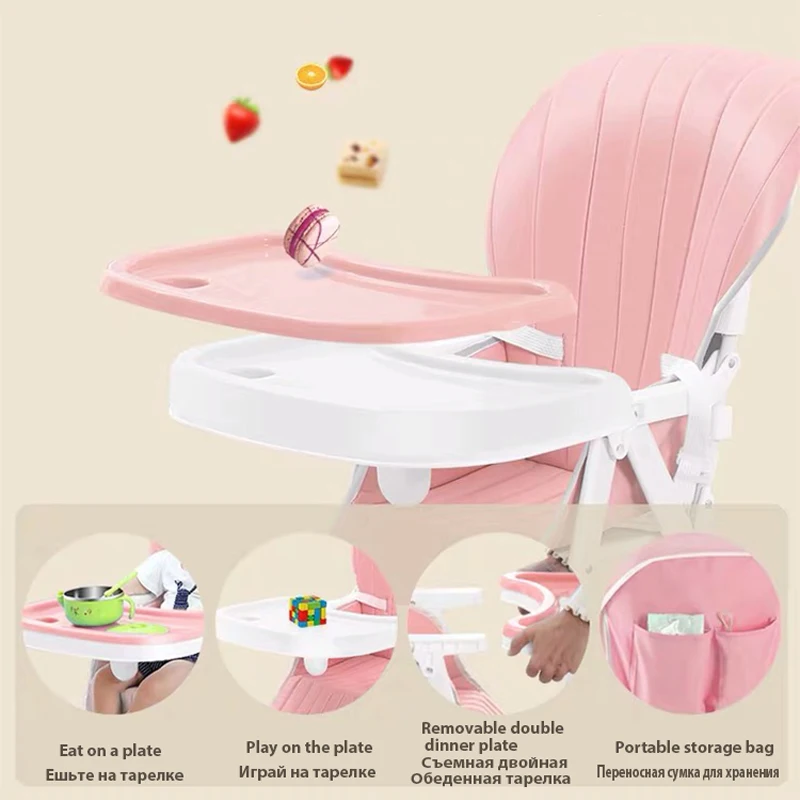 PU portable baby seat dinner table multifunction adjustable folding chairs for children Russian free shipping | Мать и ребенок