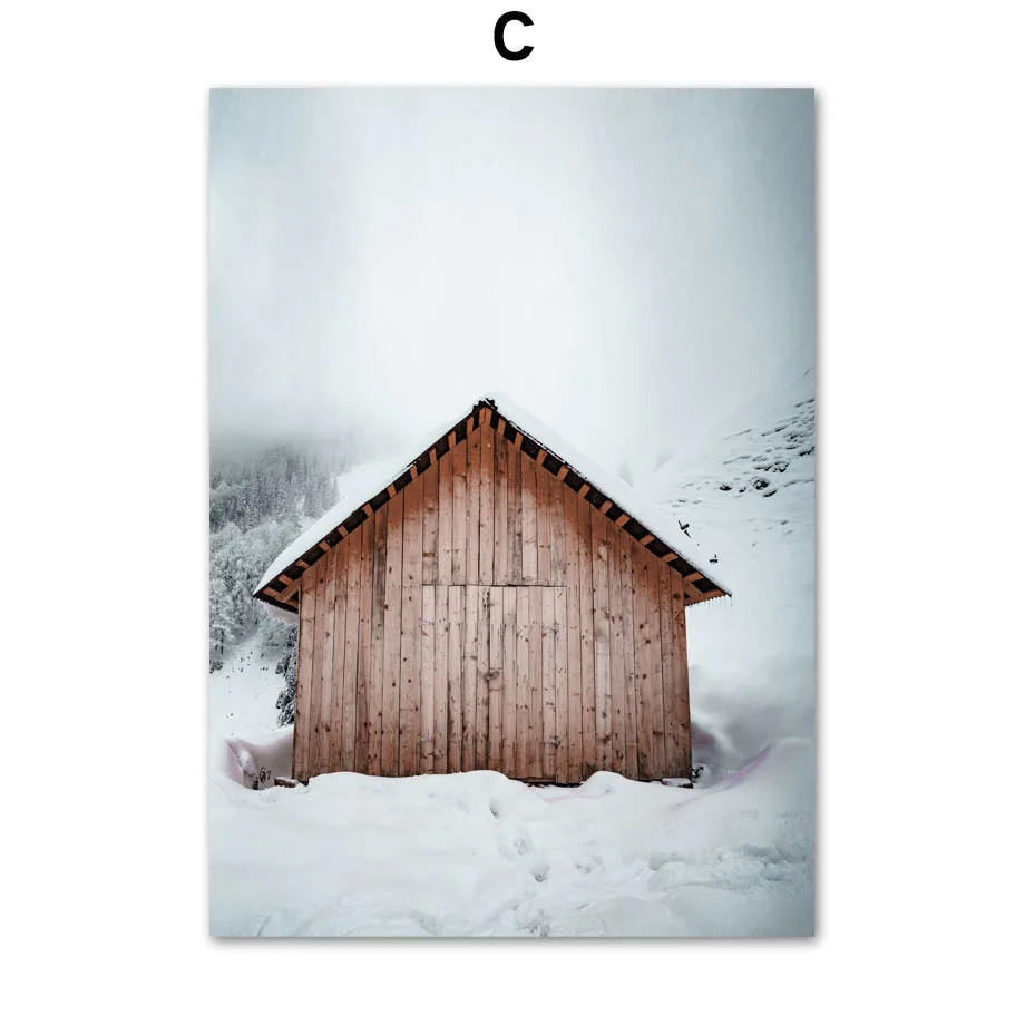 

Winter Snow Forest House Dandelion Wall Art Canvas Painting Nordic Posters And Prints Wall Pictures For Living Room Home Decor