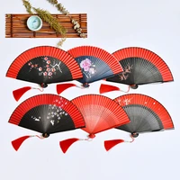 red folding fan dance fan chinese style classical tassel cheongsam hanfu fan opens and closes smoothly