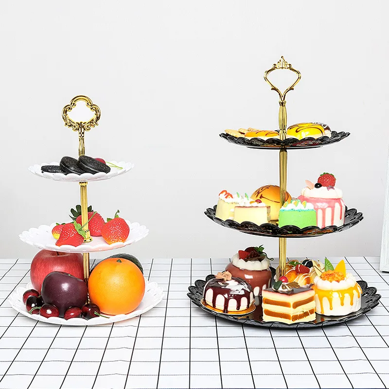 3 Tier Plastic Cake Stand Afternoon Tea Wedding Plates Party Tableware Cake Tray Display Rack Cake Decorating Tools