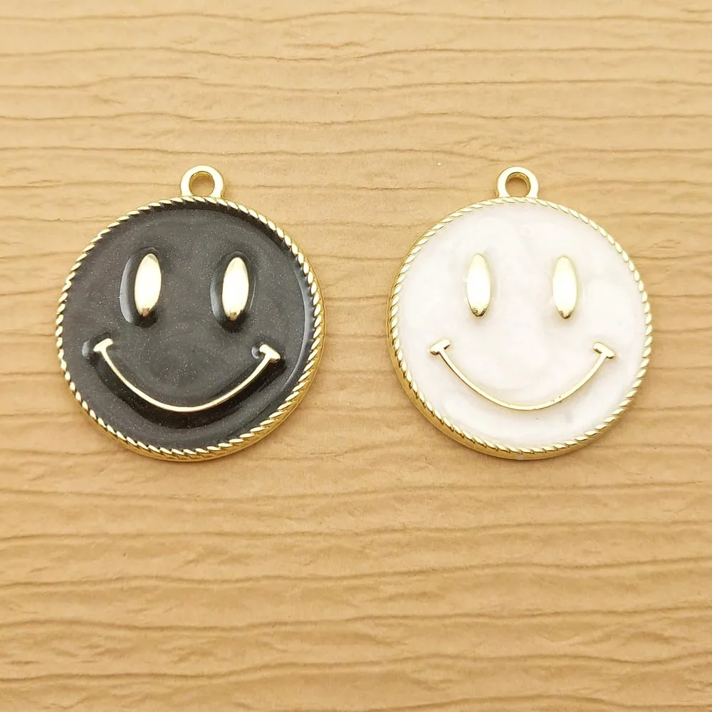 

10pcs 24x27mm enamel smile face charms for jewelry making crafting fashion earring pendants bracelet charm necklace charms