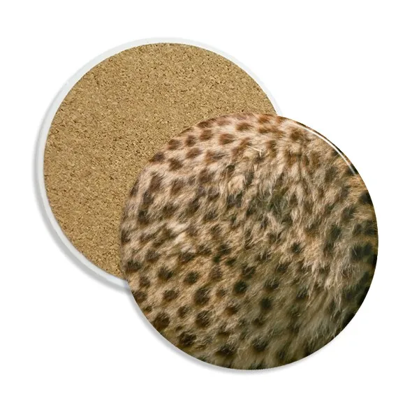 

Leopard Feather Abstract Design Ceramic Coaster Cup Mug Holder Absorbent Stone for Drinks 2pcs Gift