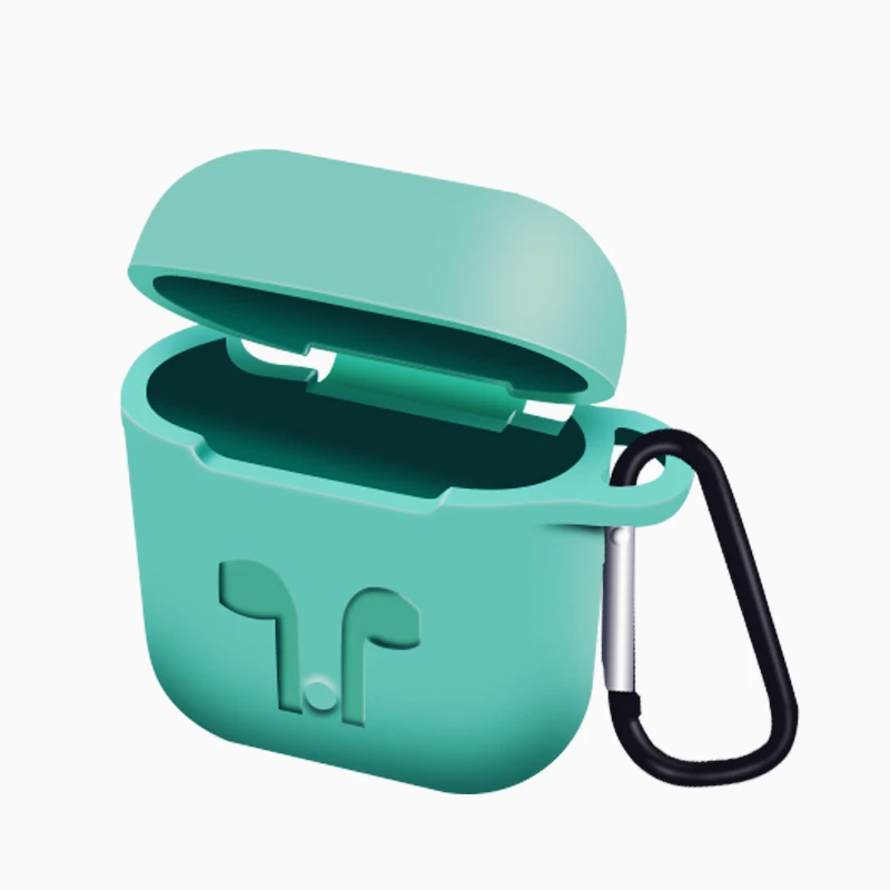 green Для AirPods чехол силиконовый защитный чехол с подставкой чехол противоударный Earpods чехол для Apple для наушников для Airpod чехол Зарядное устройство аксессуары - Цвет: green