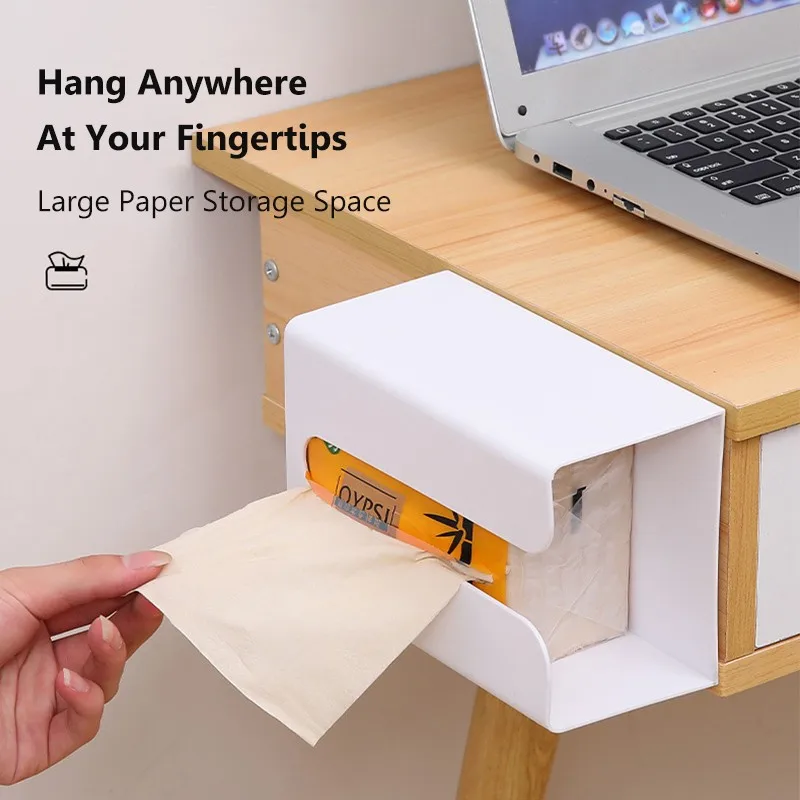 

Wall Mounted Self Adhesive Tissue Box Napkin Holder Plastic Garbage Bag Dispenser Storage Rack Kicthen Car Hanging Organizer