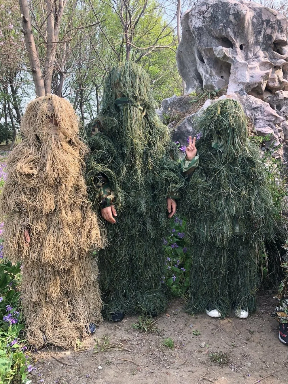 Детский костюм CS Bionic Grass Ghillie, камуфляжный костюм с капюшоном, винтовка джунглей, штаны, куртка, снайперский комплект