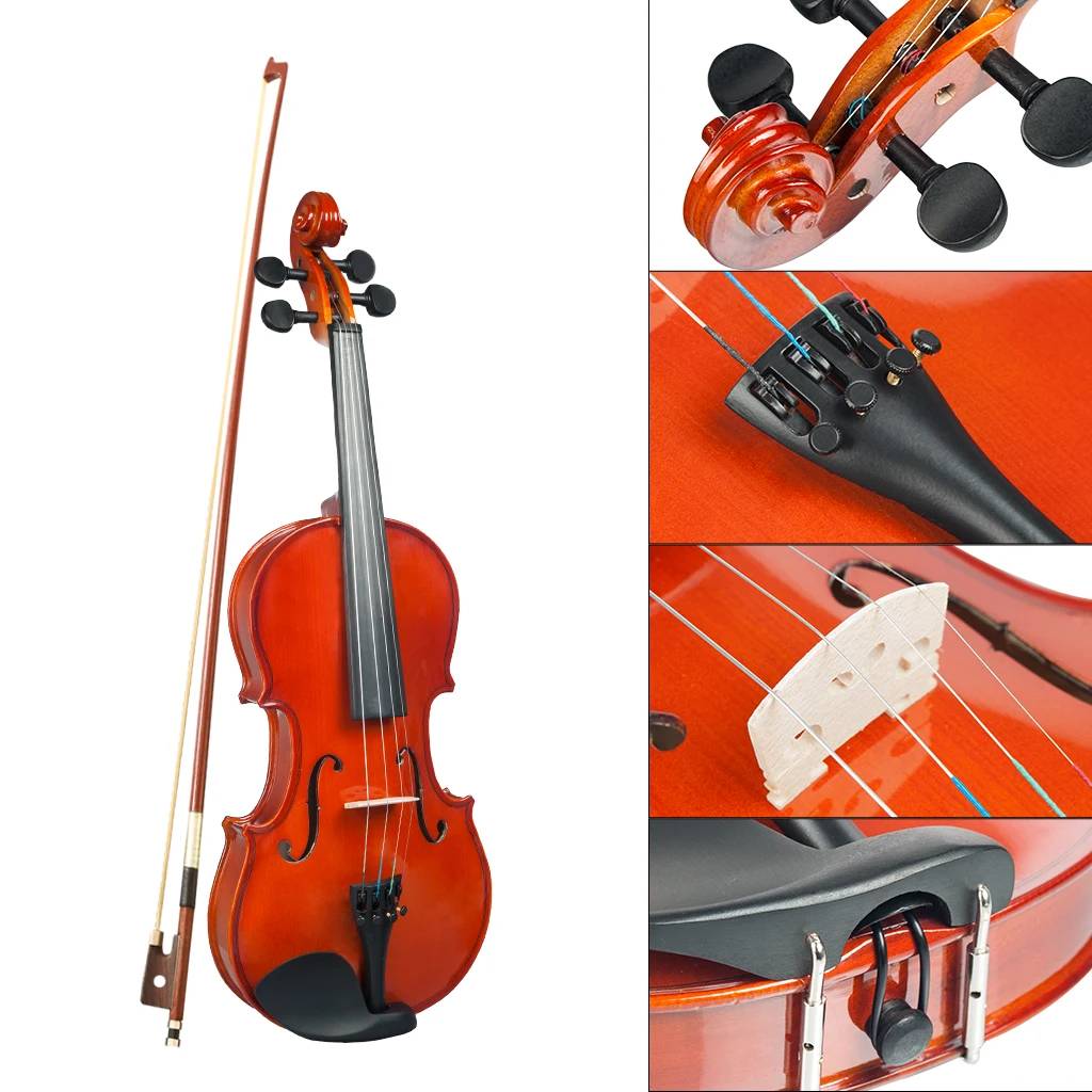 NEW 1/4 Violin High Gloss Finishing Violin  W/Case+Bow+Rosin Set For Biginner Violin Learner Natural Color Violin/Fiddle enlarge