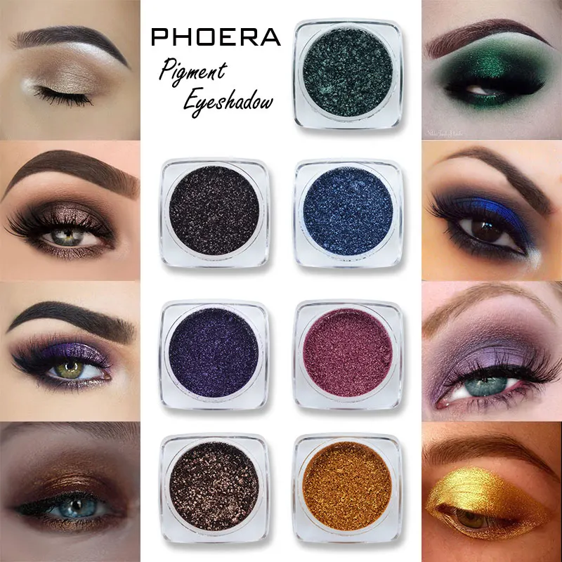 PHOERA Shimmer Тени для век палитра макияжа металлик блеск телесный тени Высокая