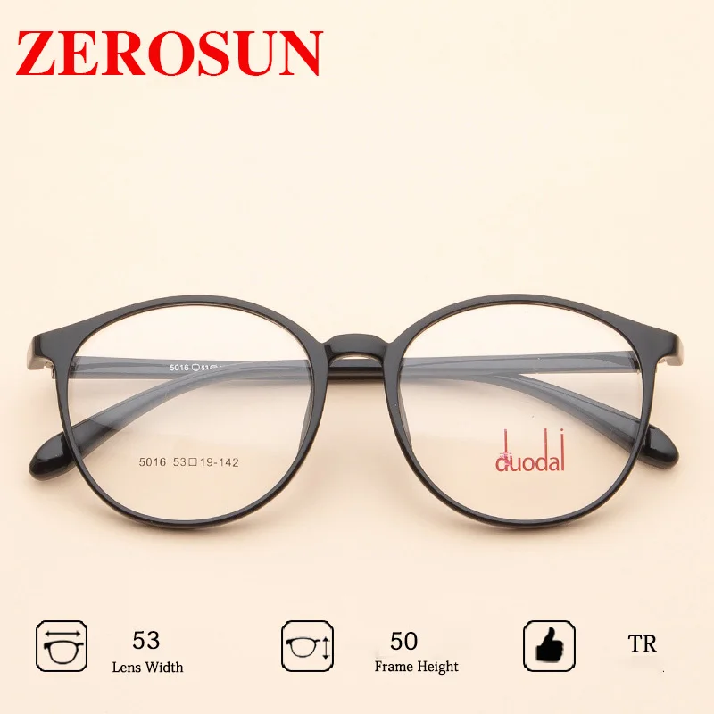 Zerosun винтажные круглые очки оправа для мужчин и женщин негабаритные TR90 мужские