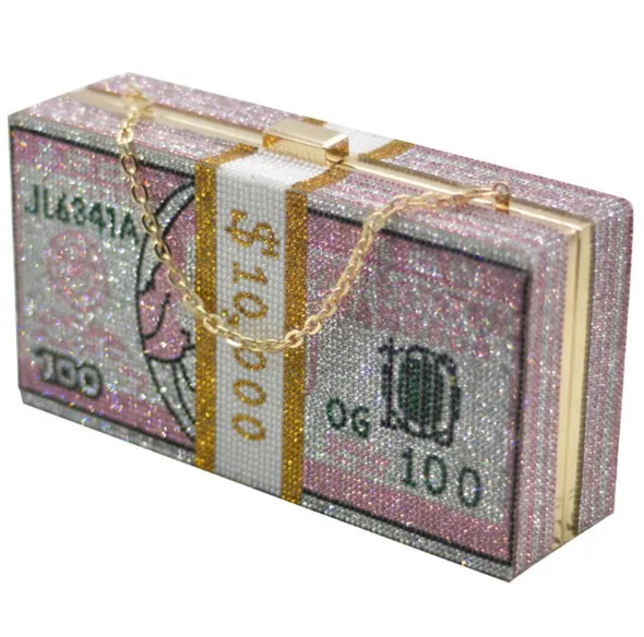 2020 стразы сумка клатч для денег Bling Pursecola сумочка с цепочкой долларов| |