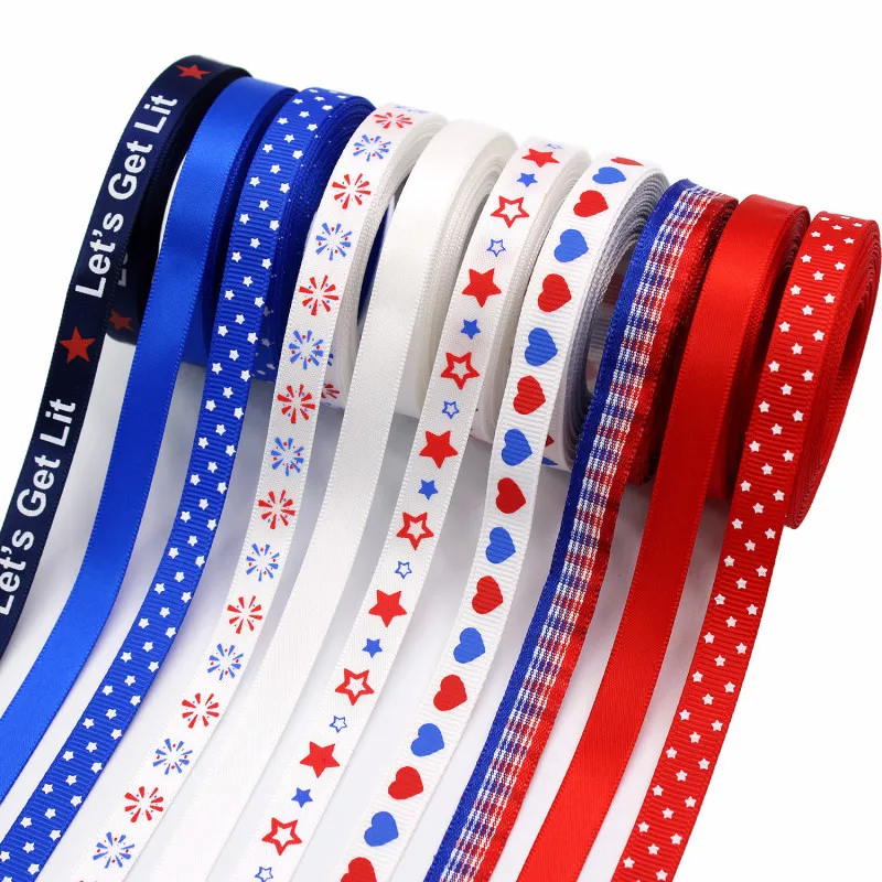 

10Yards 9mm Width American Style Ribbon Independence Day Festival Decoration DIY Baking Gift Wrap Webbing