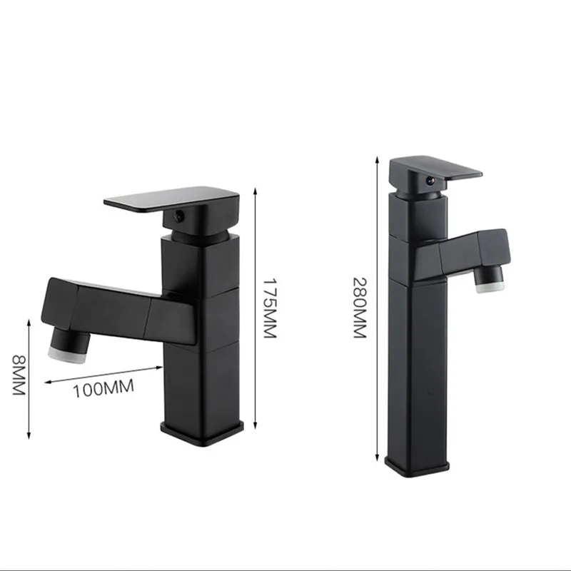 Выдвижной смеситель для раковины в ванной комнате с одной ручкой горячей и