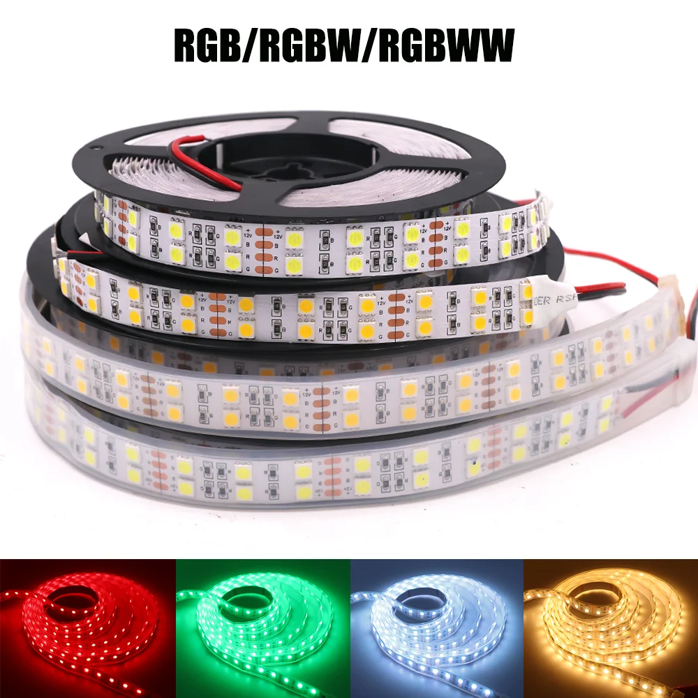 

DC12V 24V LED Strip SMD 5050 RGB RGBW Flexible Led Tape Light 60/120 LEDs/M Waterproof Ribbon Super Bright Led Lights Strip 5m
