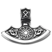 stainless steel viking axe pendant polished vikings rune necklace pendants diy accessories jewelry making supplies