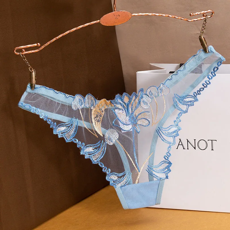 Сексуальные сетчатые полностью прозрачные стринги с вышивкой сексуальное