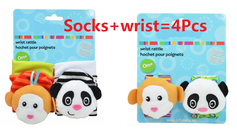 4 шт. детские мягкие носки погремушки с принтом зебры|Погремушки| |