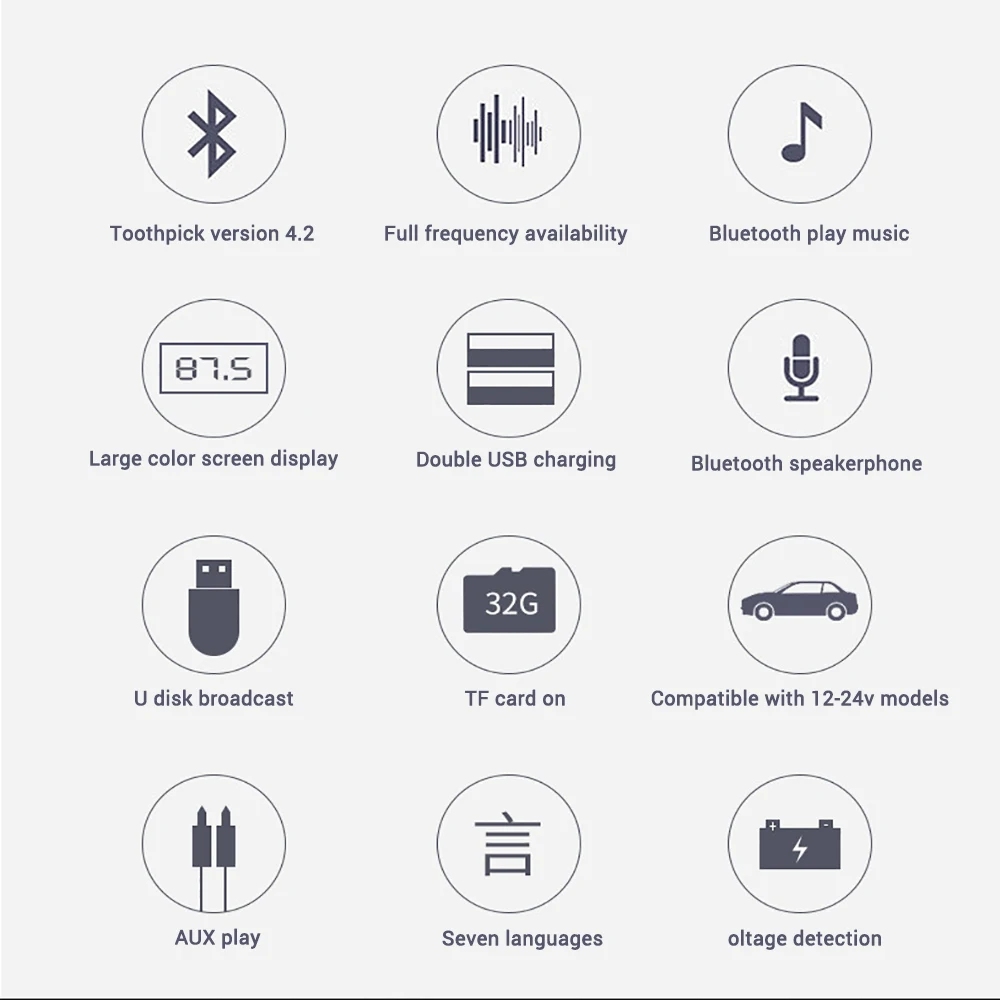 Автомобильный MP3-плеер, Bluetooth, fm-передатчик, Aux In 5EQ, музыка, 1,77 дюйма, ЖК-дисплей, Bluetooth 4,2, гарнитура, автомобильный комплект, 2-USB зарядное устройство, поддержка TF карты