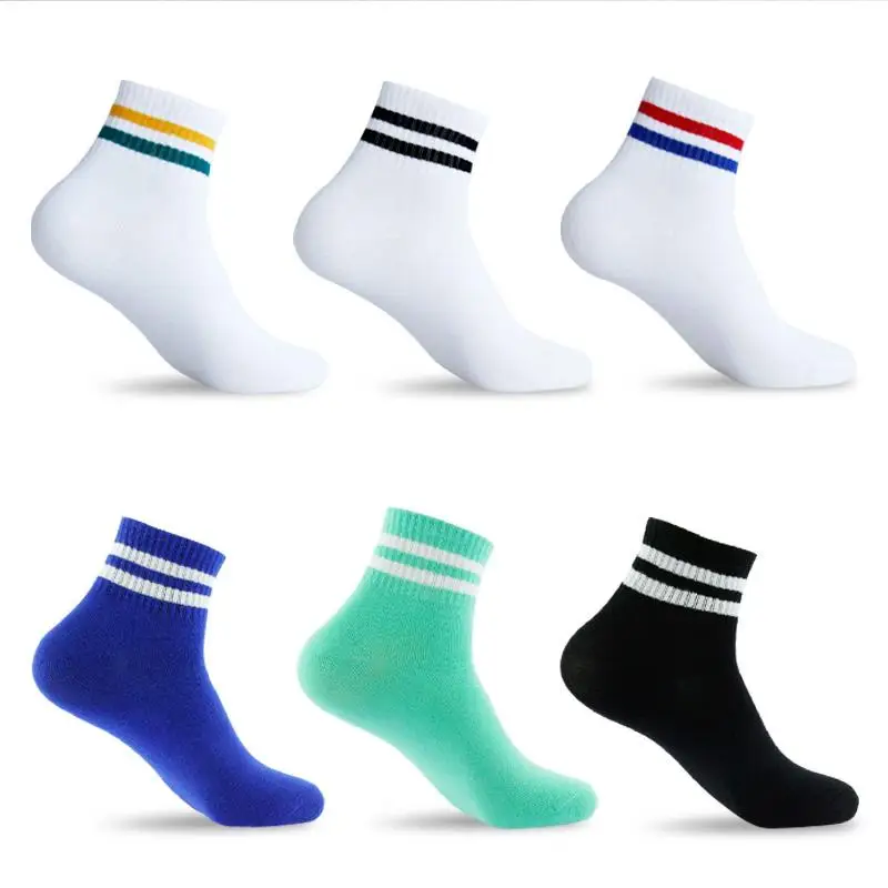 

10 Pieces=5 Pairs /Lot Soft Cotton Ladies Black White Stripes Tube Thicken Ankle Socks style Sport Harajuku Meias TJ211