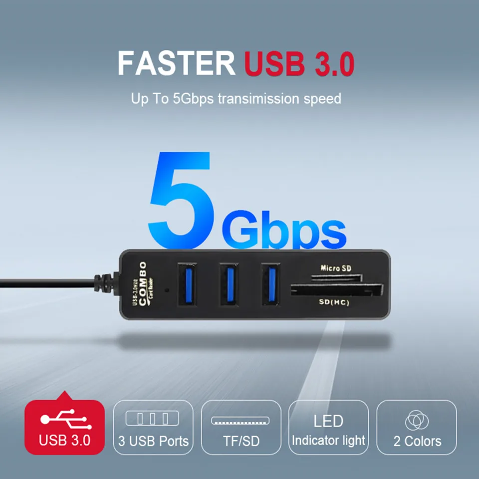 Usb-концентратор 3,0 Мульти USB 3,0 концентратор разветвитель порт 3/6 несколько USB концентратор SD кардtf Кардридер высокоскоростной USB комбо для компьютера ноутбука
