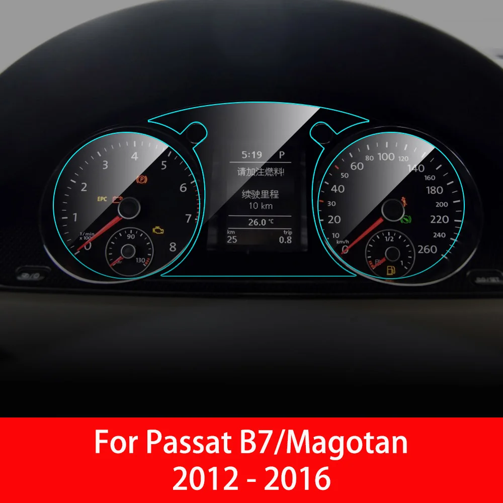For Passat B7 12-16 Автомобильная панель для инструментов, Защита экрана для Volkswagen VW Passat B7 B8 Magotan, автомобильная интерьерная Мембрана для приборной панели, защитная пленка из ТПУ - Название цвета: For Passat B7 12-16