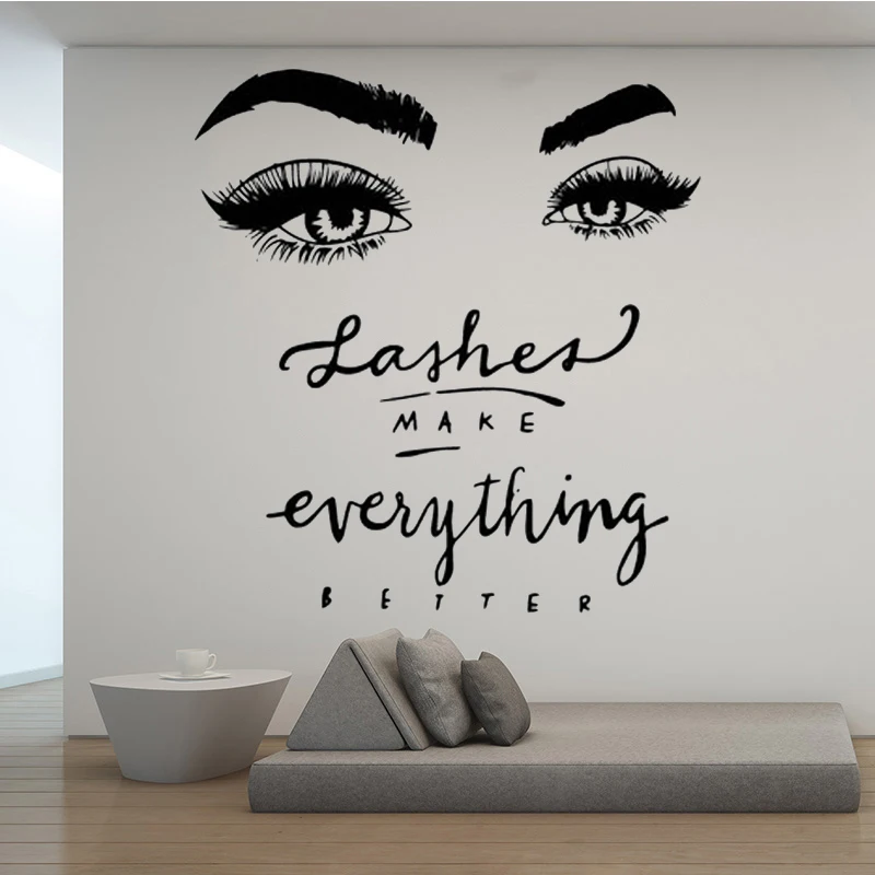 

Removable Quotes Wall Stickers Home Decor Eyes Wallpaper Waterproof Livingroom Beauty Salon Decoration Murals Decals HQ1048