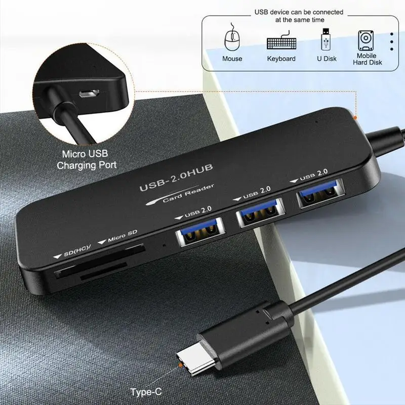 

3 in 1 TYPE-C to USB Hub 3 Ports USB Splitter Cable TF Adapter Card SD Reader N1O1