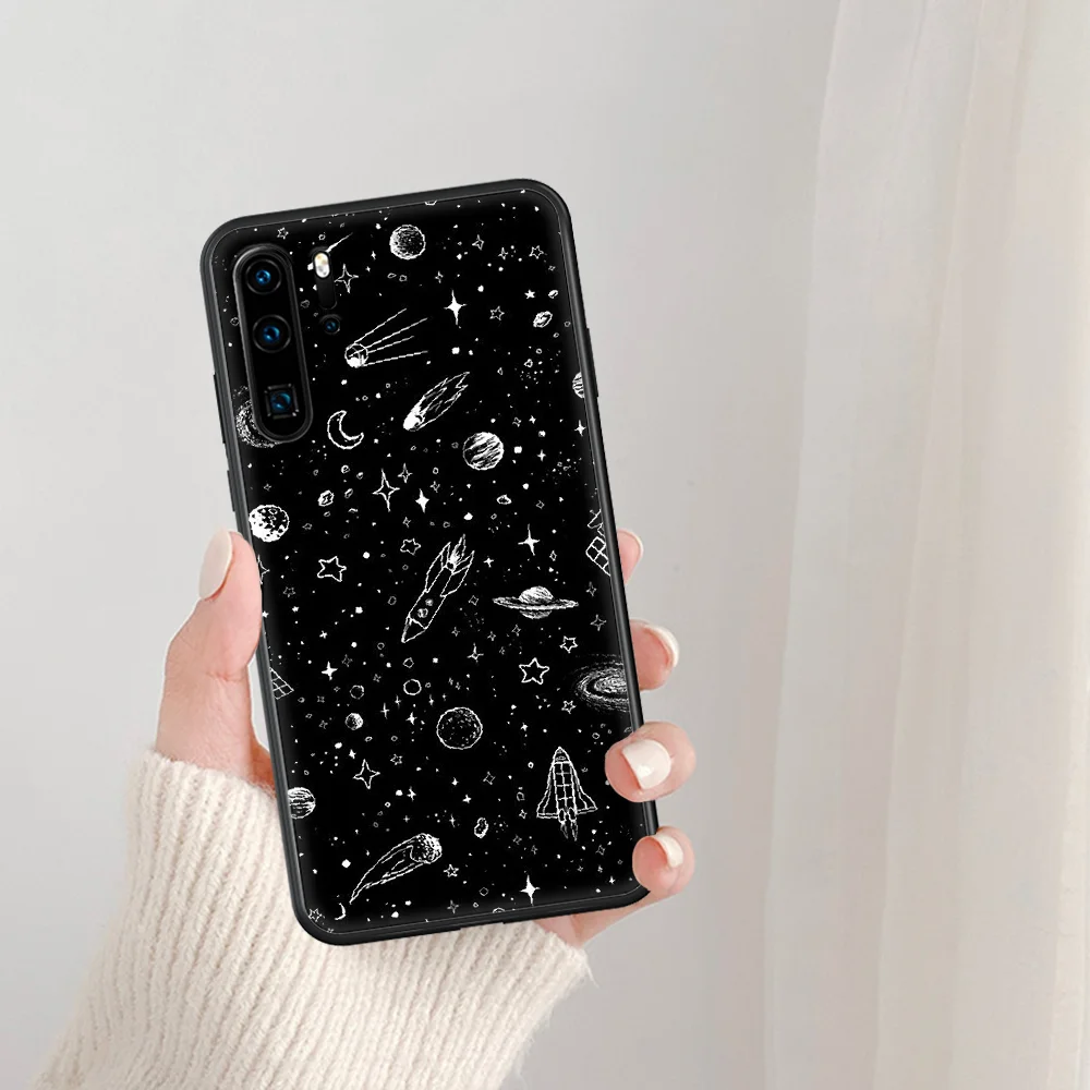 

Planet galaxy space art graffiti Phone Case For Huawei P Mate Smart 10 20 30 40 Lite Z 2019 Pro black Etui Tpu Prime Pretty Cell