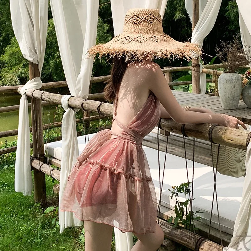 

Sexy Women Holiday Sleeveless Halter Neck Backless Jumpsuit Dress