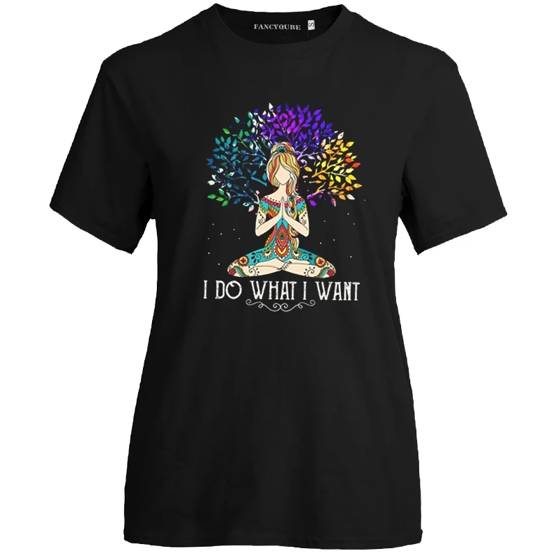 Милая кошка I Do What I Want винтажная женская футболка женская мужская футболка с длинными рукавами топы с круглым вырезом и коротким рукавом - Цвет: W21258BK