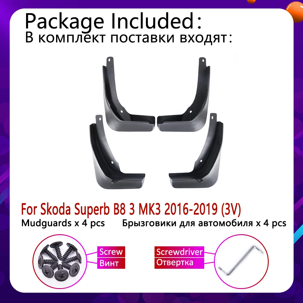 Front Rear Car Mudflaps for Skoda Superb B8 3 MK3 3V~ Fender Mud Guard Flap Splash Flaps Mudguard Accessories