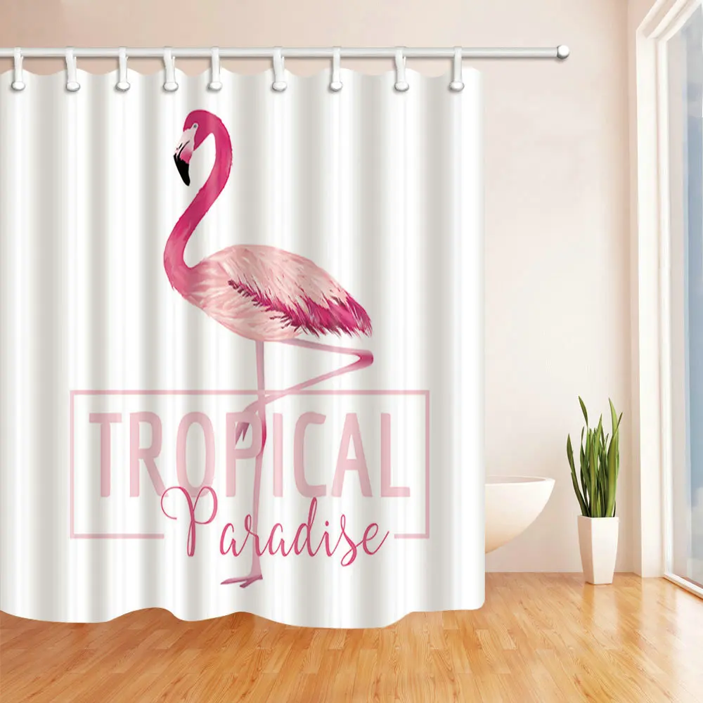 Занавеска для душа с фламинго водонепроницаемая занавеска из полиэстера ванная