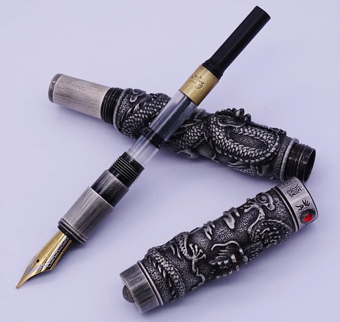 Jinhao винтажная Роскошная перьевая ручка двойная играющий Дракон жемчужина