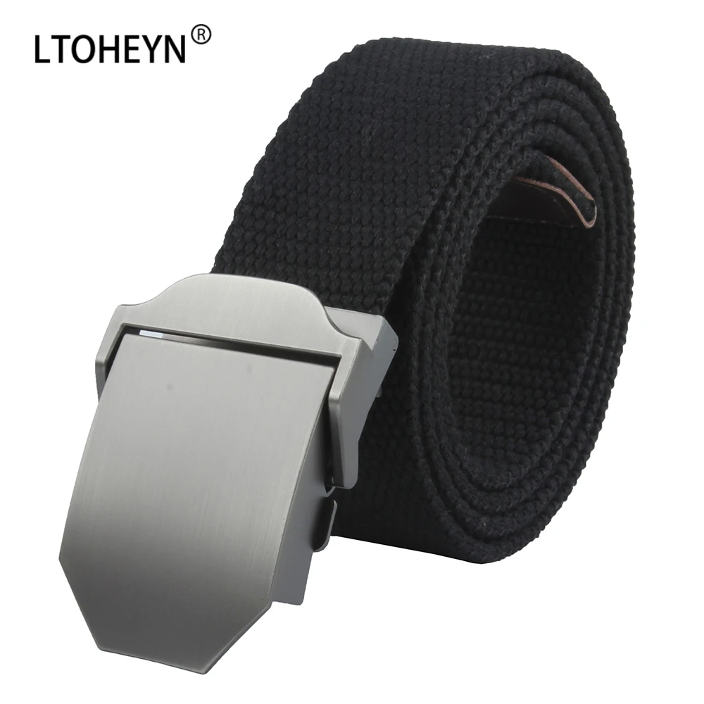 LTOHEYN Glossy No Pattern High Quality Alloy Belt Buckle Unisex Outdoor Training Canvas Belt Customizable Logo