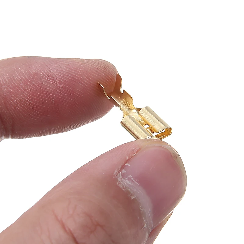 100 шт. Лопата терминал разъем 6 3 мм золотистыми латунными зубцами и лопата женский