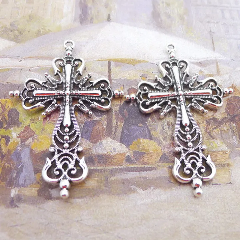 

6pcs /Set Lots Vintage Bronze Styles Zinc Alloy Jesus Cross Pendant Religious Faith Charm Frame DIY Handmade jewelry Components