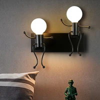 led wall light fixtures indoor creative cartoon little people wall sconces lighting modern metal bedside wall lamps for bedroom