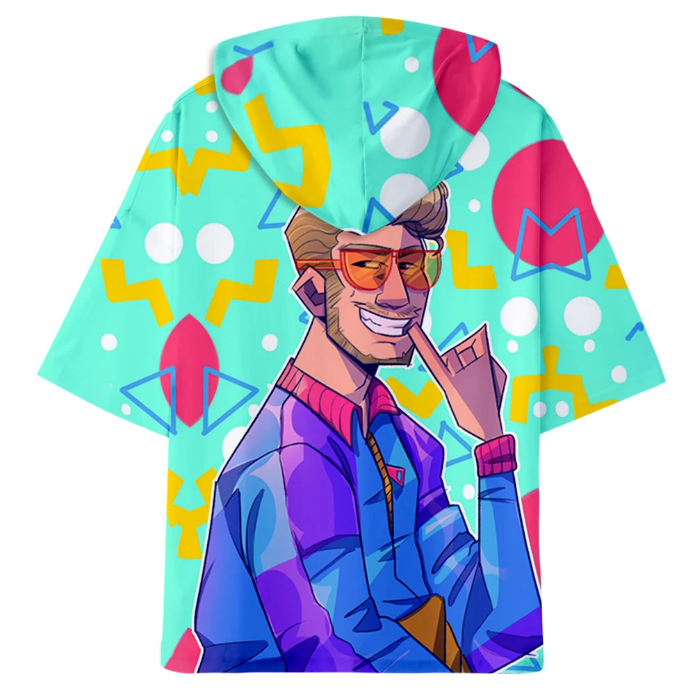 Футболка мужская оверсайз с капюшоном и коротким рукавом в стиле Харадзюку |